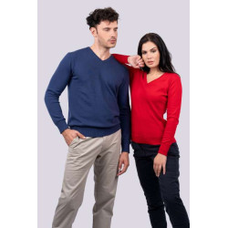 MEN’S V-NECK FINE GAUGE COTTON PULLOVER