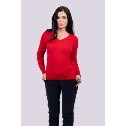 WOMEN’S V-NECK FINE GAUGE COTTON PULLOVER